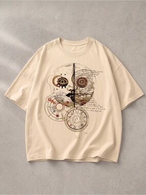 Mystical Astrology Alchemy Manuscript Dark Academia Cream Graphic T-Shirt